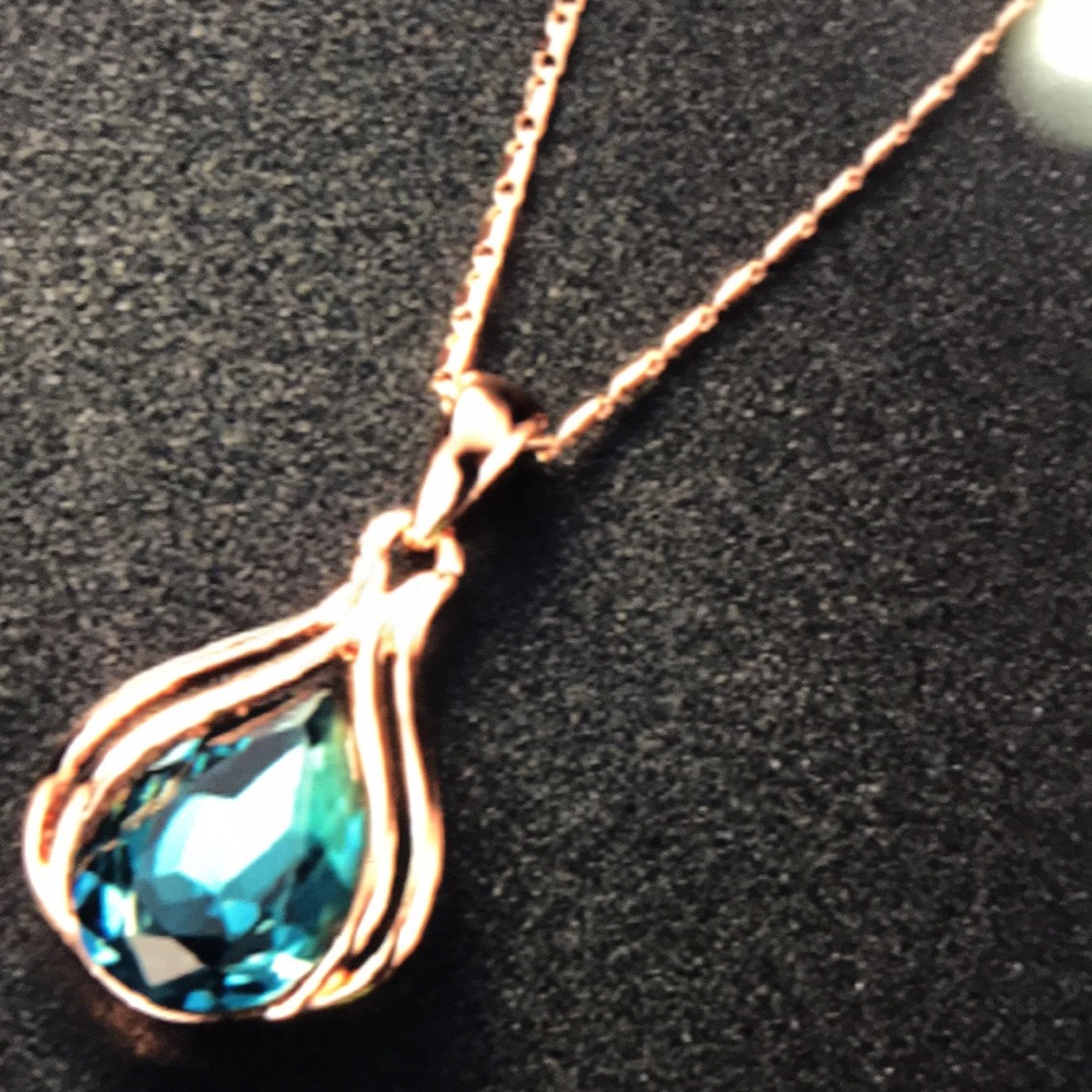 Rose Gold necklace and  earring set turquoise🌺 - Picture 2 of 5